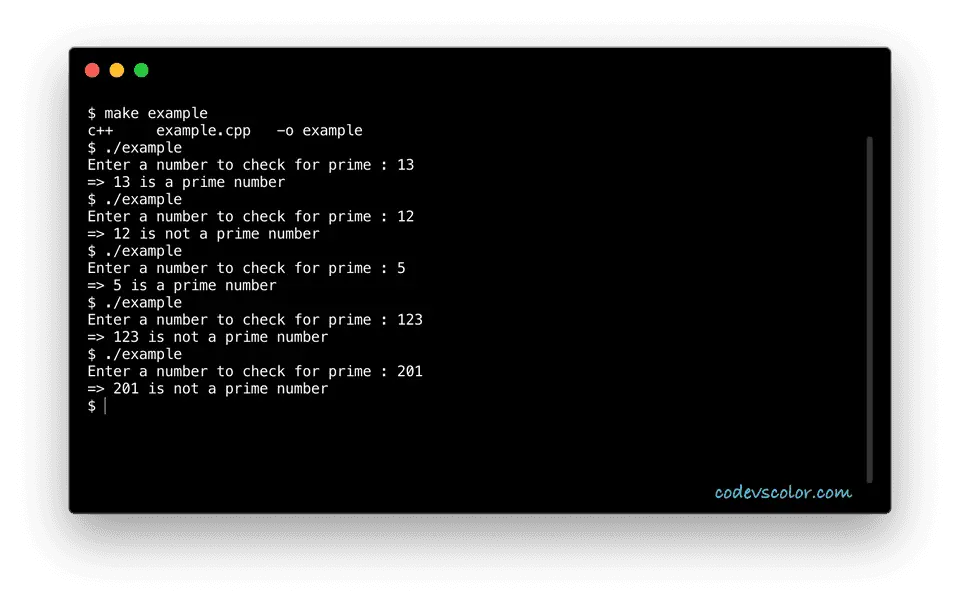 C++ find prime example