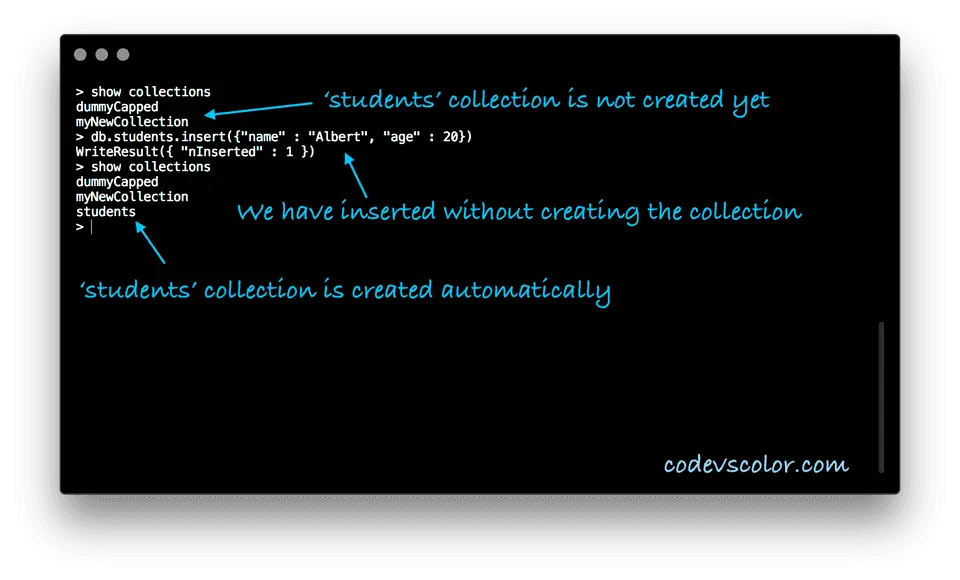 MongoDB insert without creating collection