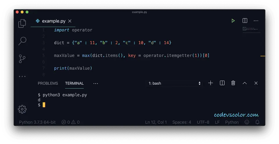 Python key maximum value example2