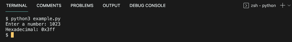 Python decimal to hexadecimal