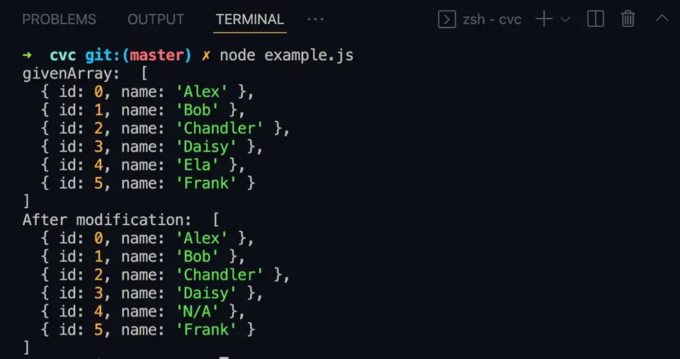 JavaScript array replace