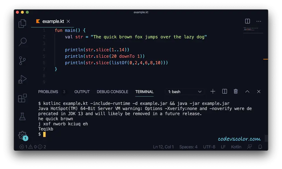 Kotlin string slice