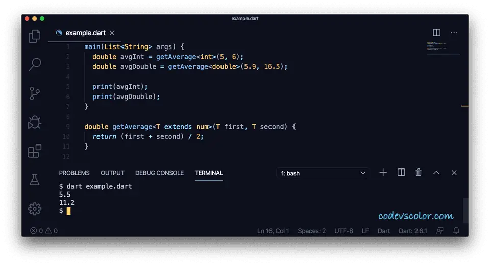 Dart generic method example