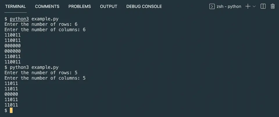 Python box pattern with plus