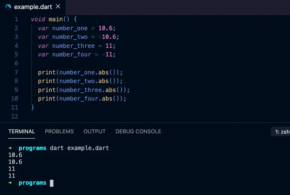 Dart absolute value example