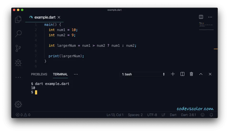 Dart find larger conditional expression