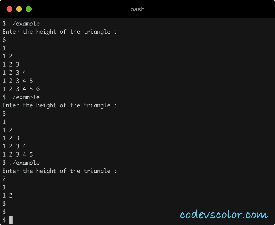 C++ half pyramid