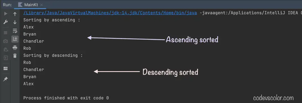 Kotlin sort list of objects ascending descending