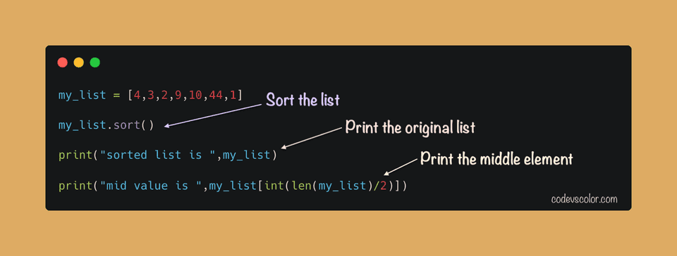 python find middle element random list