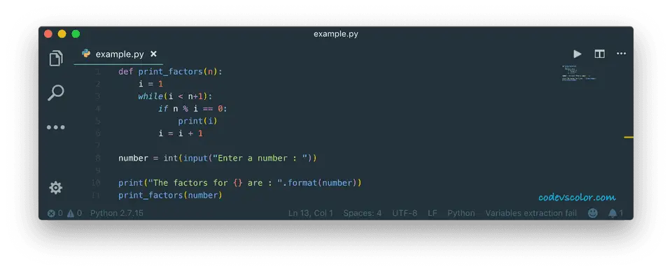 python find factors number using while loop