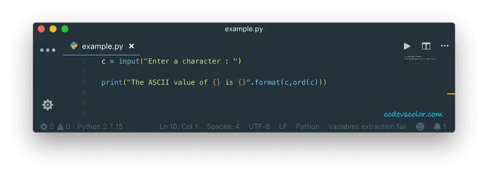 Python convert character to ASCII