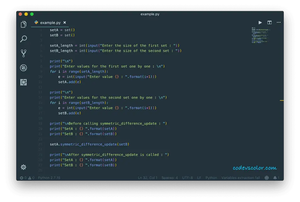 python symmetric_difference_update