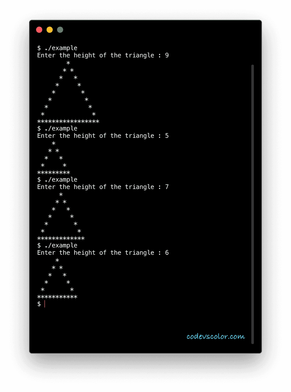 c plus plus print triangle example