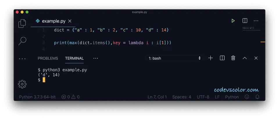 Python key maximum value example3