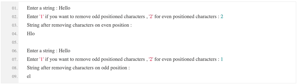 python remove character from odd and even index