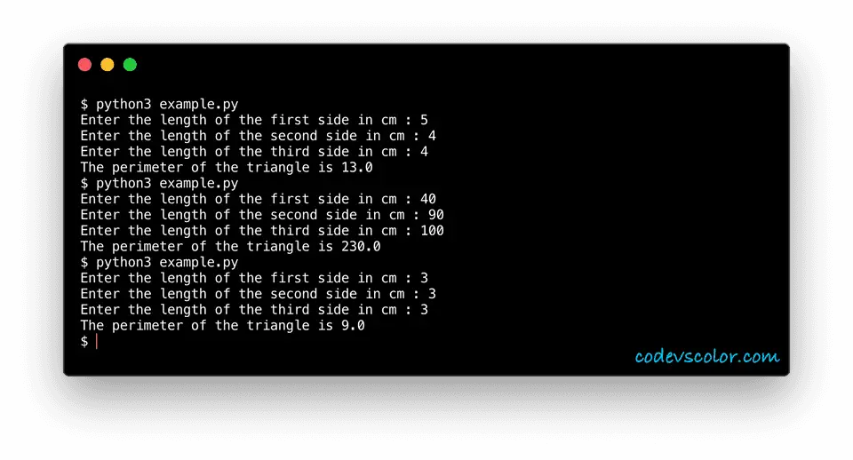 python example find perimeter