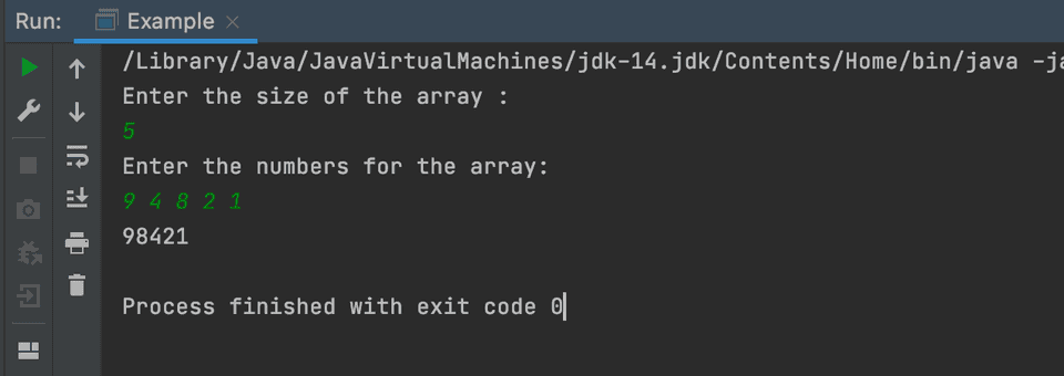 java find largest number formed from array