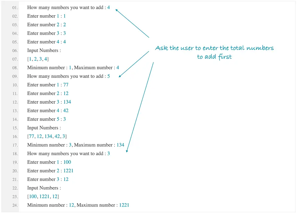 find max min in list