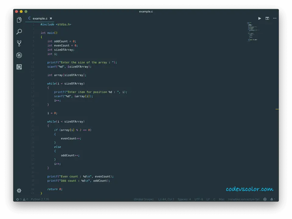 c even and odd count using while loop