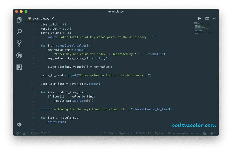 python dictionary find key with same value