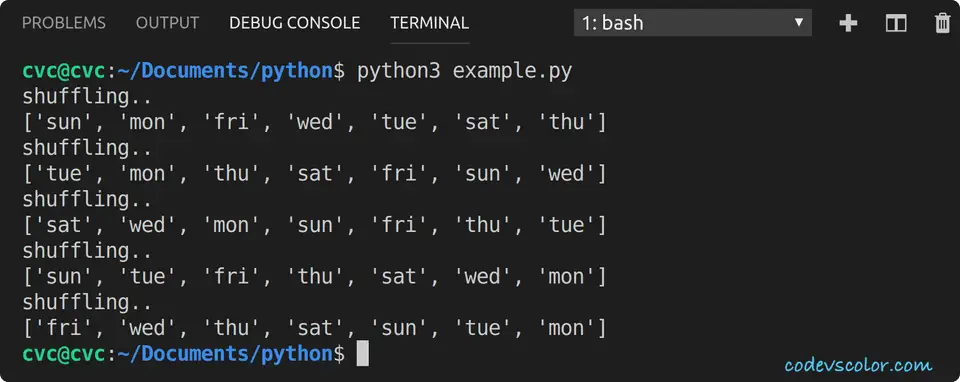 python shuffle list