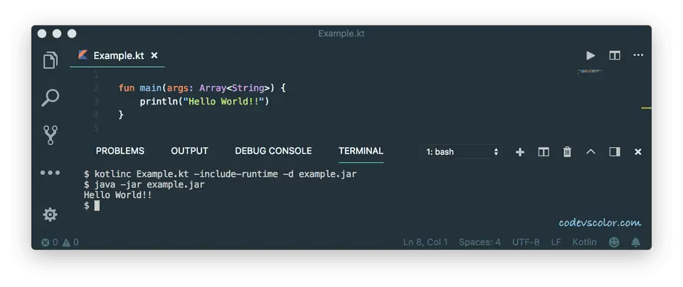 Kotlin run a program using command line