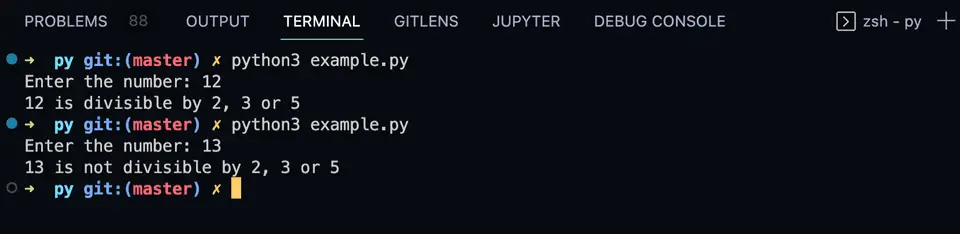 Python check if a number is divisible by 2,3 or 5