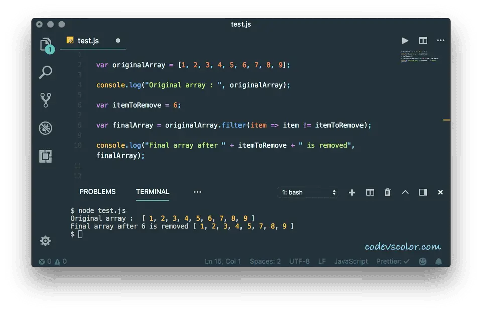 javascript delete element from array