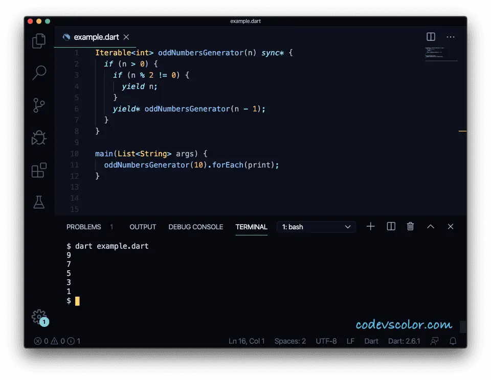 Dart synchronous generator recursive