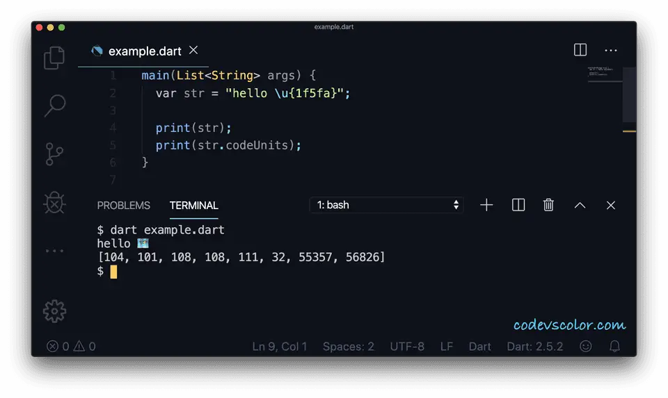 Dart example codeunits