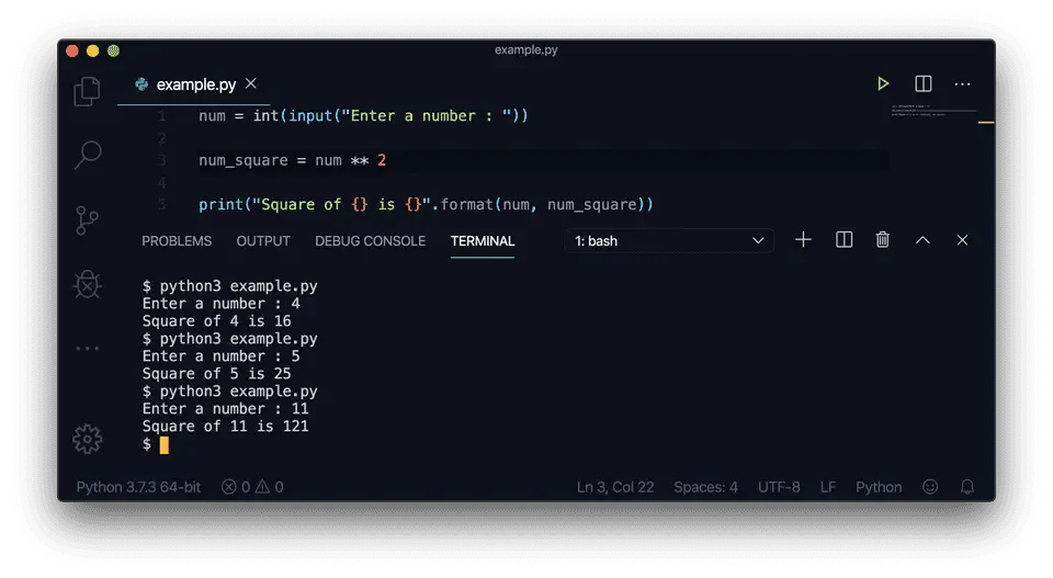 Python find square exponent