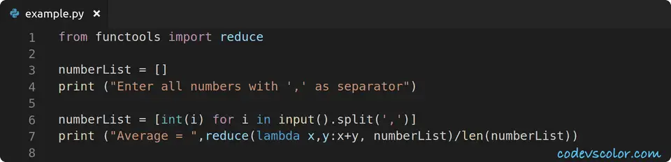 python find average list using reduce