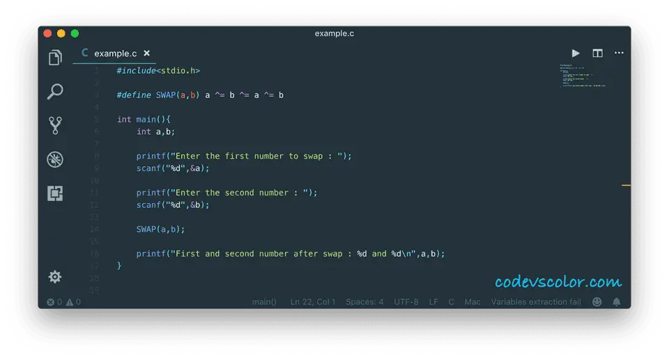 c swap numbers using macro