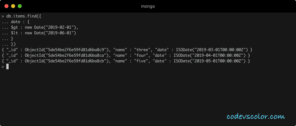 MongoDB find date range