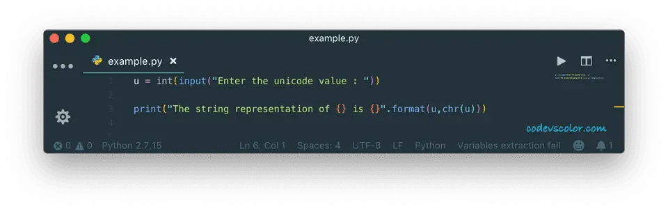 python convert unicode or ascii value to char