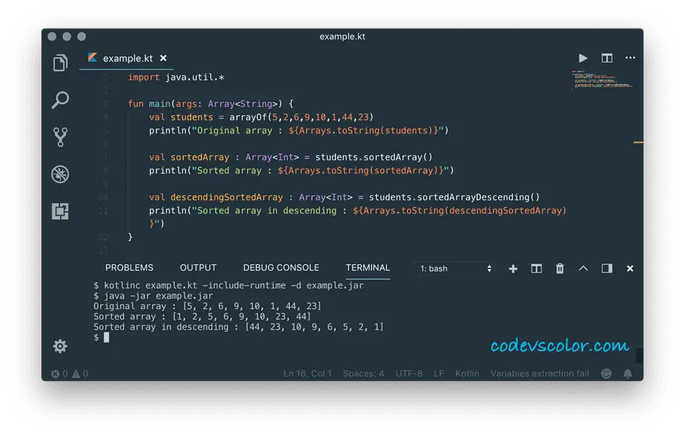 kotlin sort array