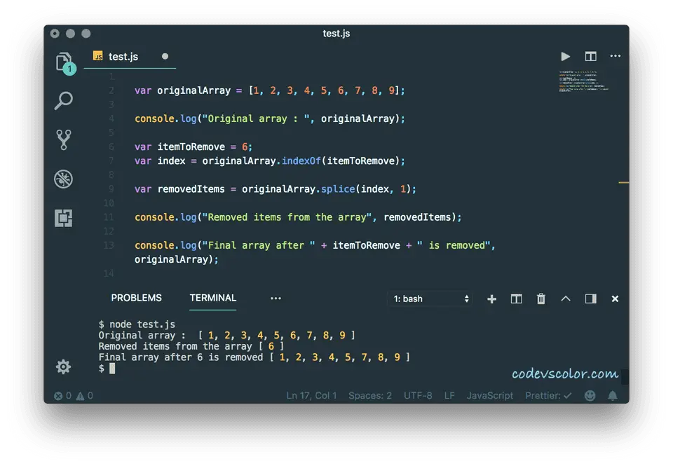 javascript delete element from array