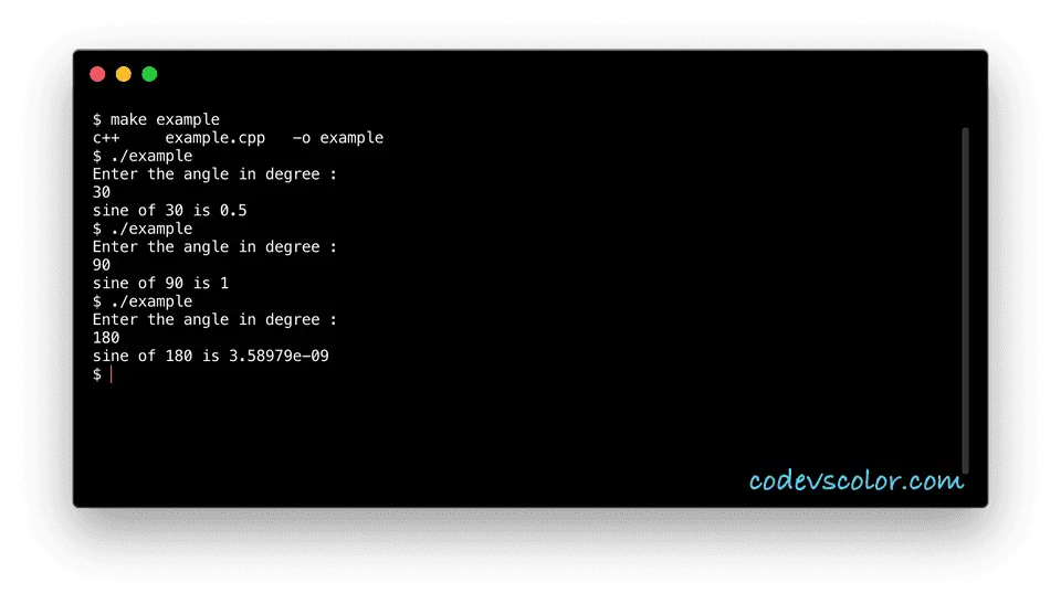 C++ sin() example