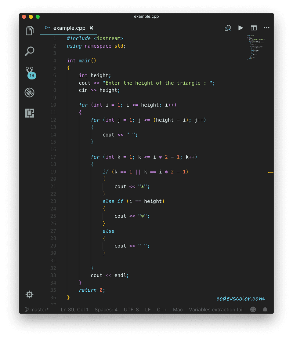 c plus plus print triangle