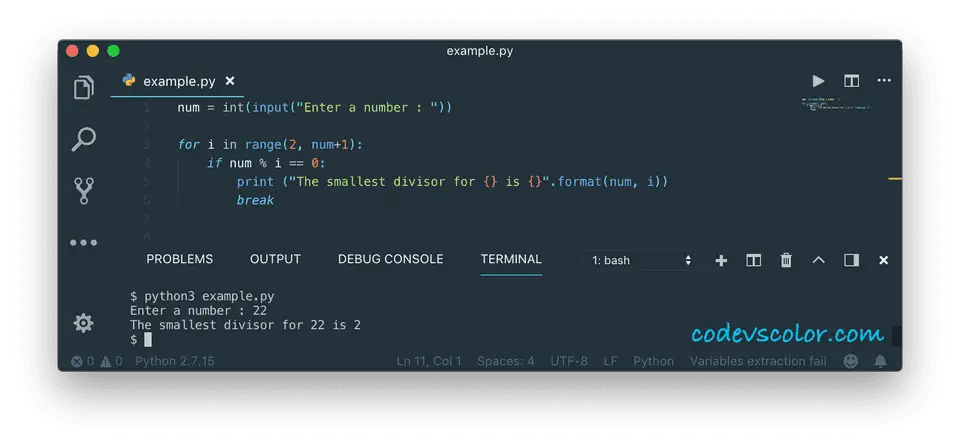 python find smallest divisor number