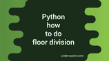 How to do floor division in python - CodeVsColor
