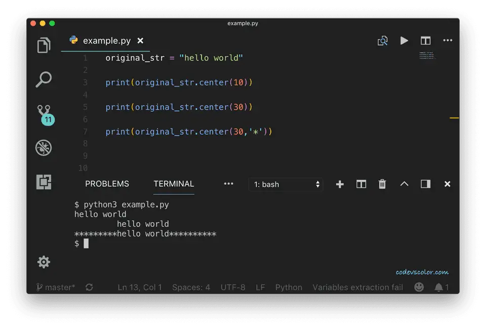 python center method