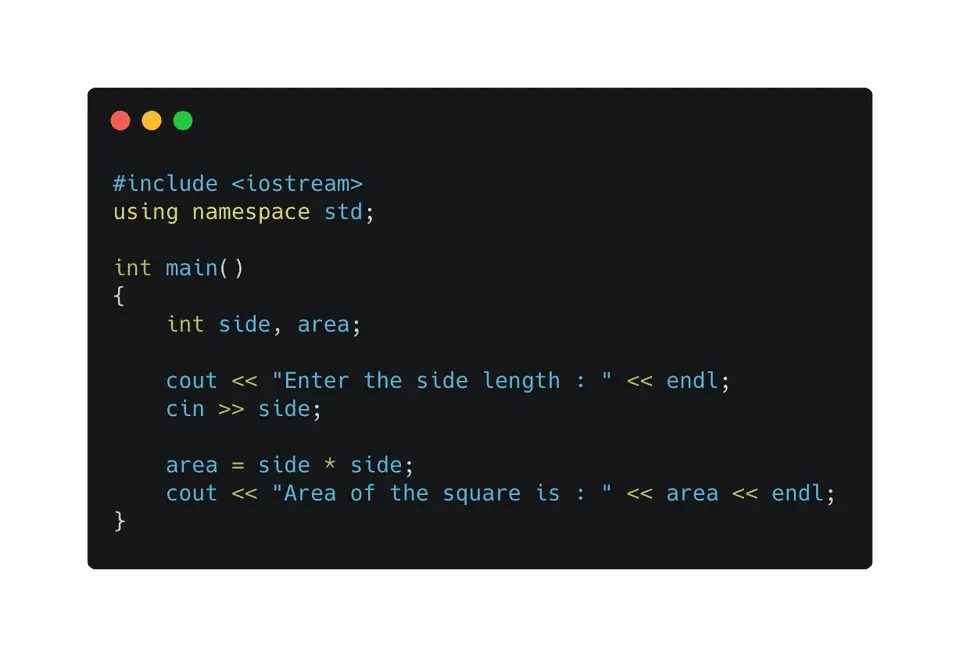 c++ program to calculate square area