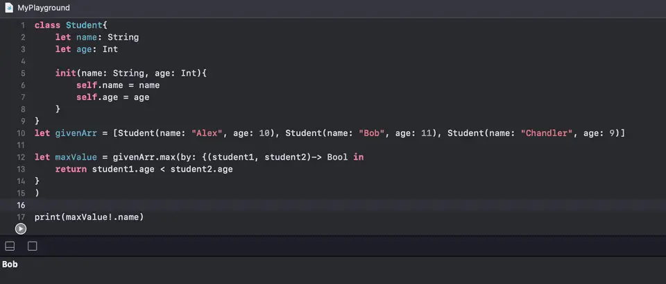 swift max element in an array