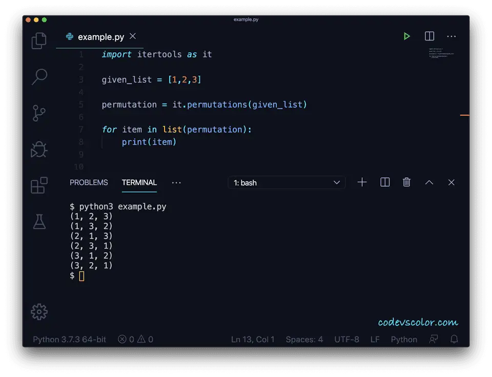 Python permutation list